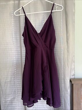 Windsor Plum Dress with Draped Skirt